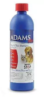 Adams plus flea shampoo isolated on white