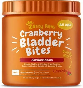 Zesty Paws Cranberry Bladder Bites Urinary Tract Support Chicken Liver Flavor Chew