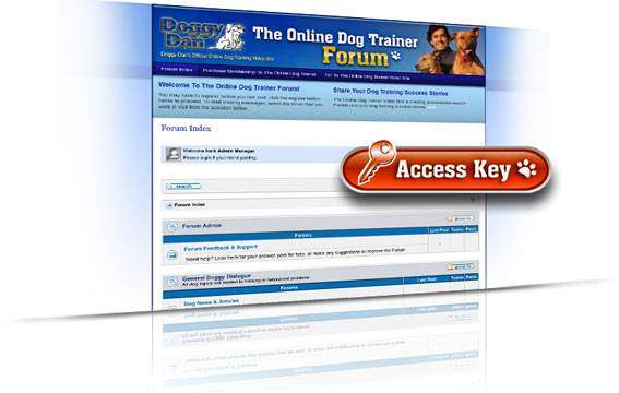 Screenshot of the online dog trainer forum access page