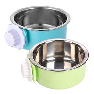 kathson Removable Stainless Steel Hanging Pet Cage Bowl Food & Water Feeder